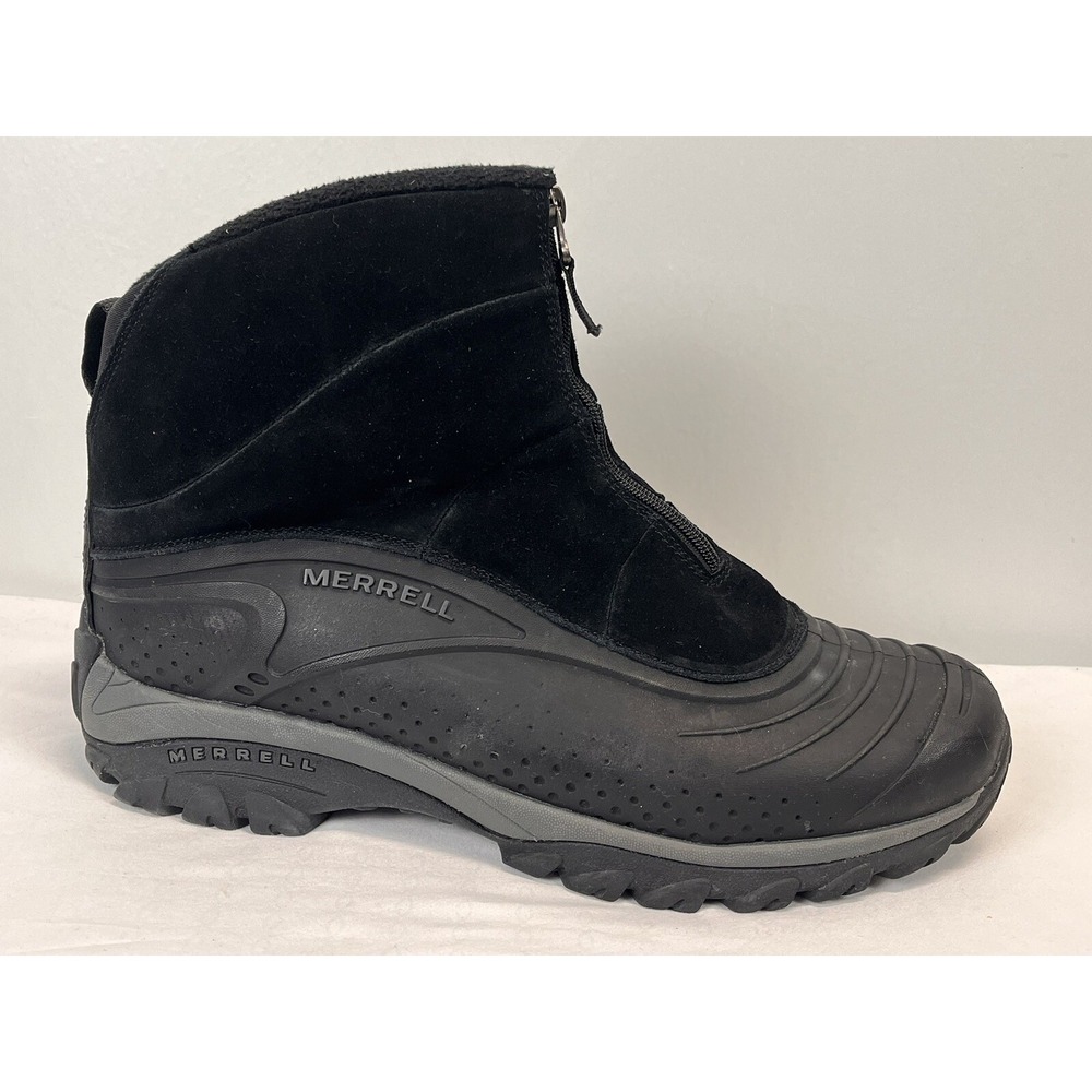 Men's Merrell Zip Rain Snow Boots Sz 15 VGUC Black Vibram Sole